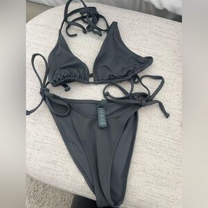 Skims Gray Classic Triangle String Bikini